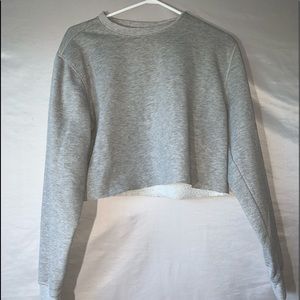 cropped grey crew neck